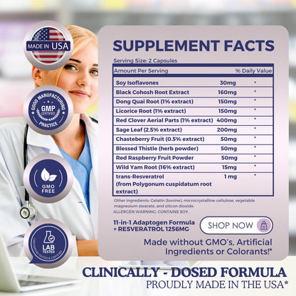 11-in-1 Hormonal Balance, Relief for Menopause Symptoms, Helps Reduce Hot Flashes, Night Sweats, and Mood Swings, Clinically Proven Ingredients, Natural PMS Support, Made in USA, 3rd Party-Tested HERBAL HOTBuy Supplements Australia
