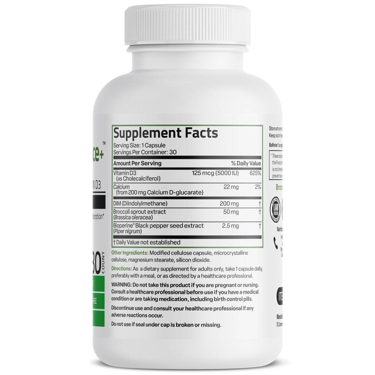 Bronson DIM Balance+ Calcium D-Glucarate, Broccoli Sprouts and Vitamin D3 200 MG of DIM per Capsule Supports Estrogen Metabolism and Balanced Hormone Levels Non-GMO, 30 Vegetarian Capsules BronsonBuy Supplements Australia