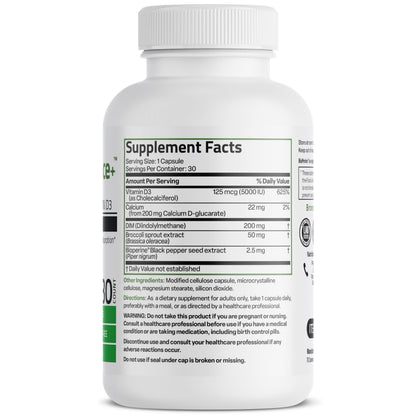 Bronson DIM Balance+ Calcium D-Glucarate, Broccoli Sprouts and Vitamin D3 200 MG of DIM per Capsule Supports Estrogen Metabolism and Balanced Hormone Levels Non-GMO, 30 Vegetarian Capsules BronsonBuy Supplements Australia