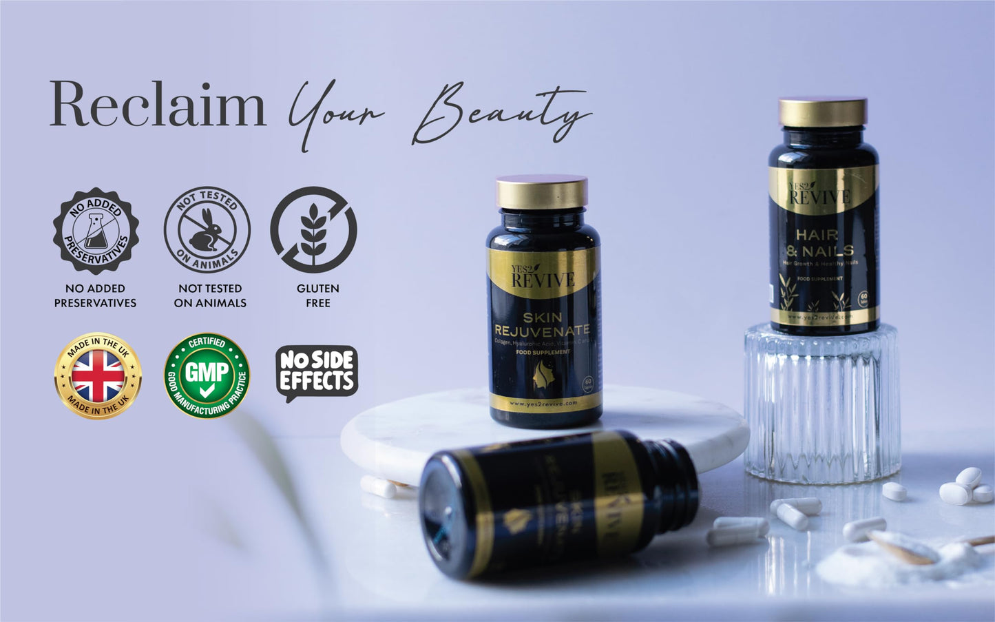 YES2 REVIVE Marine Collagen Capsules - Enhanced with Hyaluronic Acid Vitamin C & E Skin Rejuvenate YES2 REVIVEBuy Supplements Australia