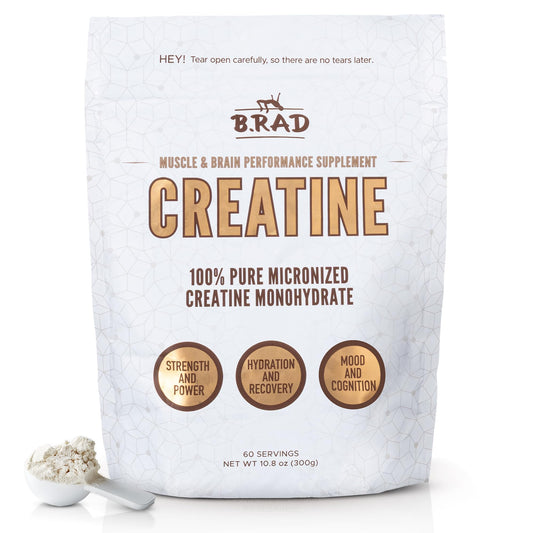 B.rad 100% Pure Micronized Creatine Monohydrate Powder | Natural, No Additives | Boosts Muscle Strength, Recovery & Performance | Supports Brain Health | 300g, 60 Servings B.radBuy Supplements Australia