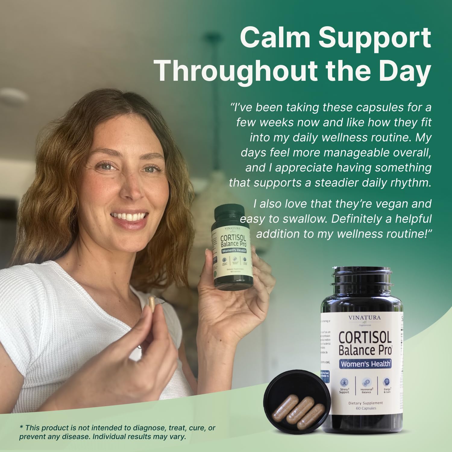 VINATURA Cortisol Supplements for Women - Cortisol Detox and Management - Adrenal Support, Stress Support, 60 Vegan Capsules VINATURABuy Supplements Australia