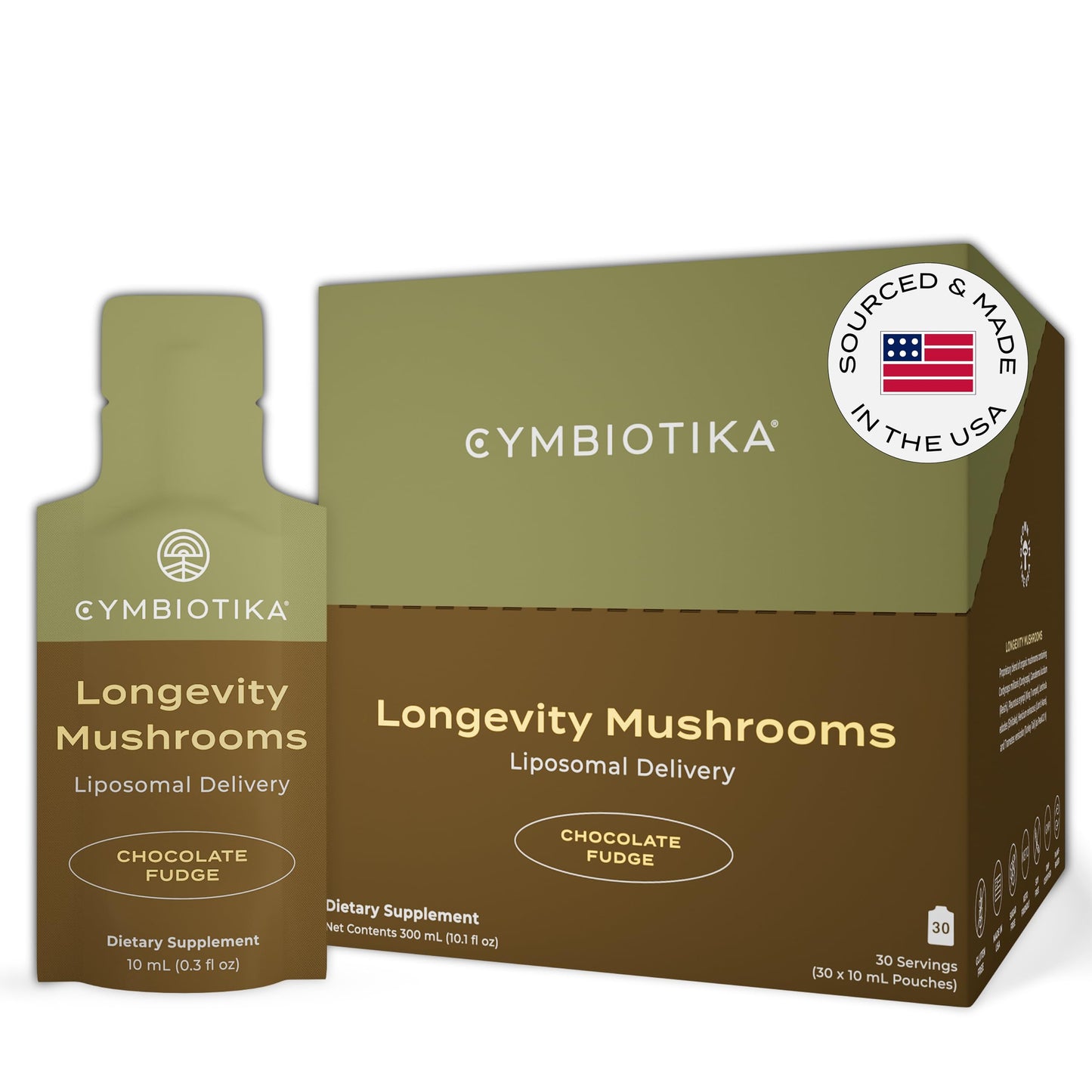 CYMBIOTIKA Liposomal Mushroom Supplement with Lion's Mane, Turkey Tail, B-Vitamins, Cordyceps & Reishi Mushrooms, Supplements for Immune Support and Energy, Chocolate Fudge Flavor, 30 Pack CYMBIOTIKABuy Supplements Australia