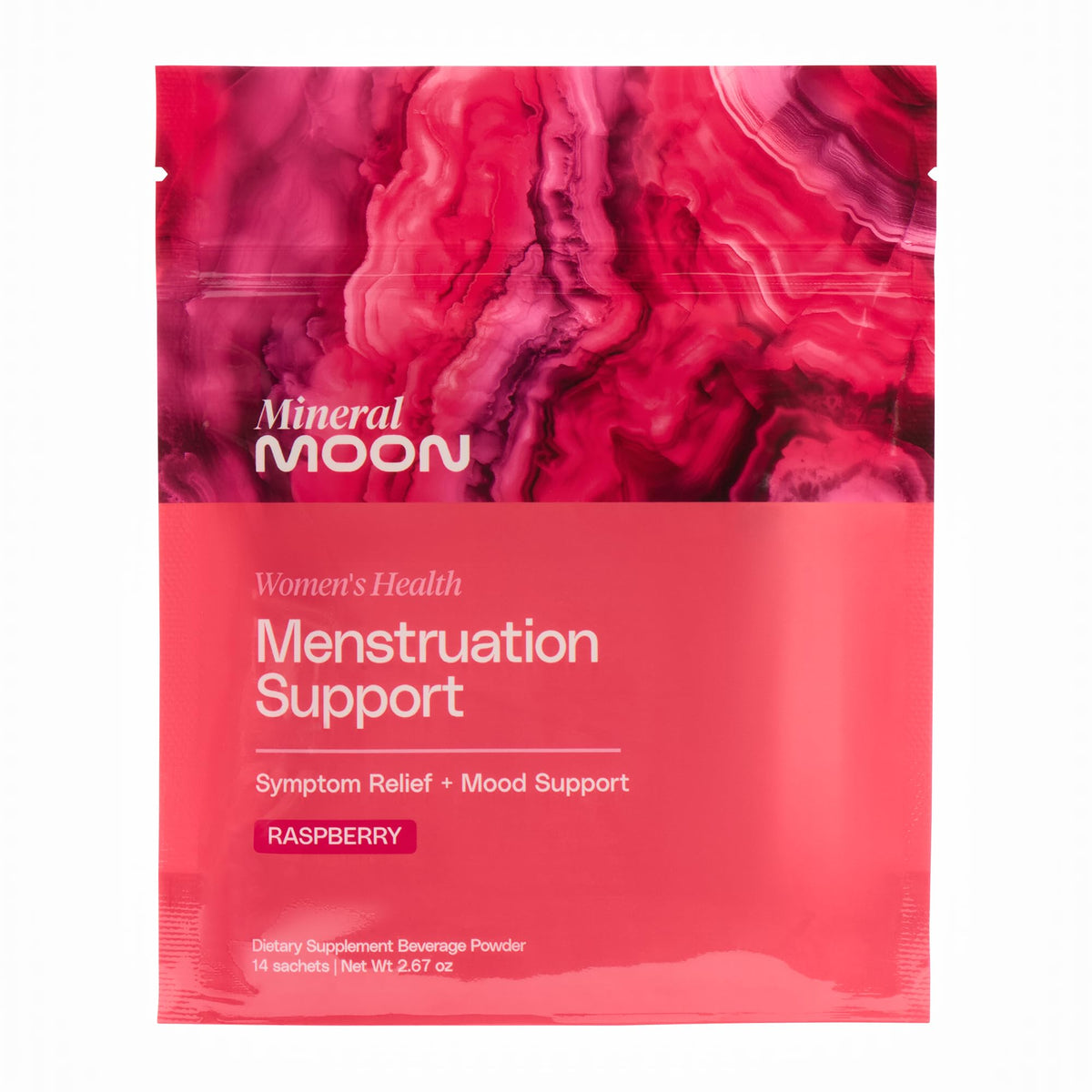 Mineral Moon Premium Menstruation Support - 14 Sachets Raspberry Drink - Hormonal Balance & PMS Support - Reduce Period Cramps, Fatigue & Nausea -with Magnesium Bisglycinate, BenfoPure B1 & Vitamin B6 Mineral MoonBuy Supplements Australia