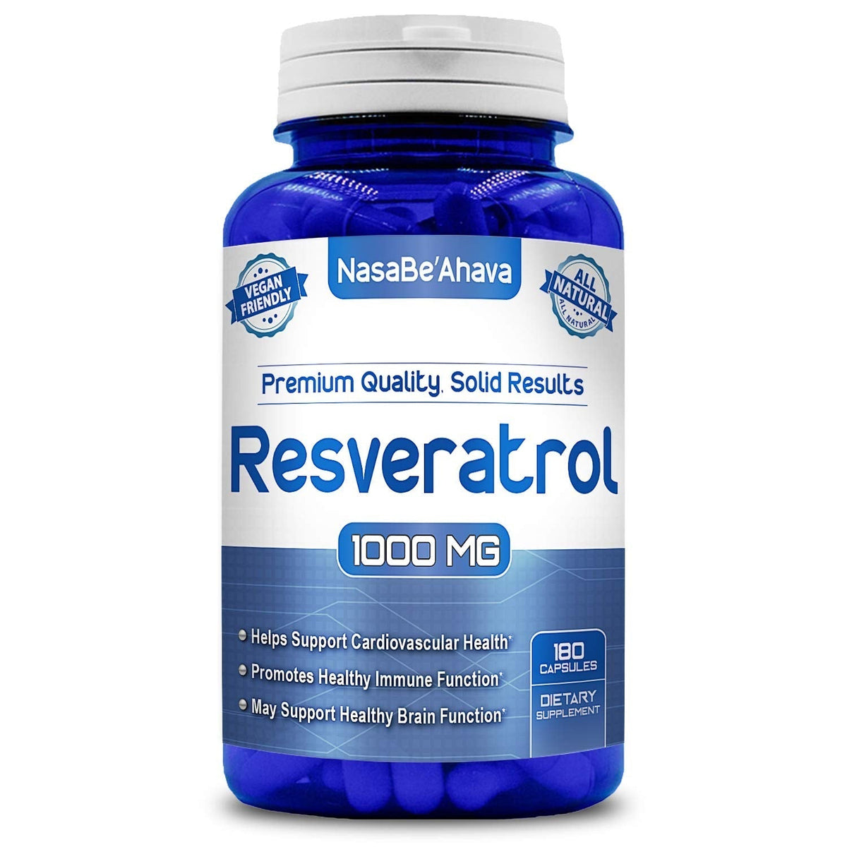 NASA Beahava 100% Pure Resveratrol - 1000mg Per Serving Max Strength (180 Capsules)