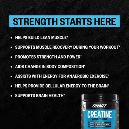 ONNIT Creatine Monohydrate Powder – Unflavored, 90-Serving Value Size – Supports Strength, Lean Muscle, and Brain Energy† – Keto Friendly, No Fillers, 90 Servings, 15.29 oz ONNITBuy Supplements Australia