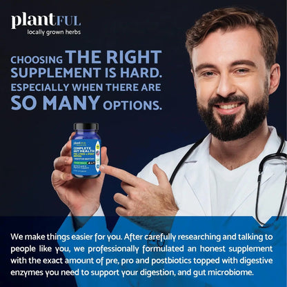 4-in-1 Pre Post Probiotics & Digestive Enzymes - Complete Gut Health & Digestive Support for Women & Men - Prebiotic Probiotic & Postbiotic Gas & Bloating Relief – 60 Non GMO Capsules PLANTFUL RESEARCHBuy Supplements Australia