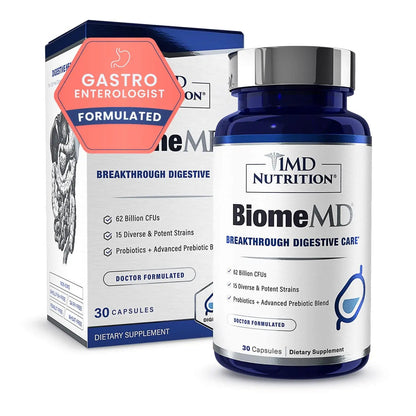1MD Nutrition BiomeMD Probiotics | 62 Billion CFUs, 15 Comprehensive Strains - Pro & Prebiotics | Doctor-Formulated for Digestive Health & Immune Support | 30 Capsules 1MD NutritionBuy Supplements Australia