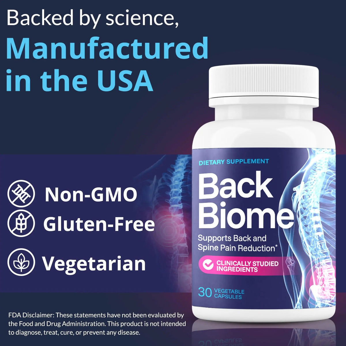 BackBiome – Advanced 7-Strain Probiotic Formula for Gut & Back Health – Supports Digestive Balance, Promotes Spinal Comfort – Non-GMO, Vegan, 30 Capsules BackBiomeBuy Supplements Australia