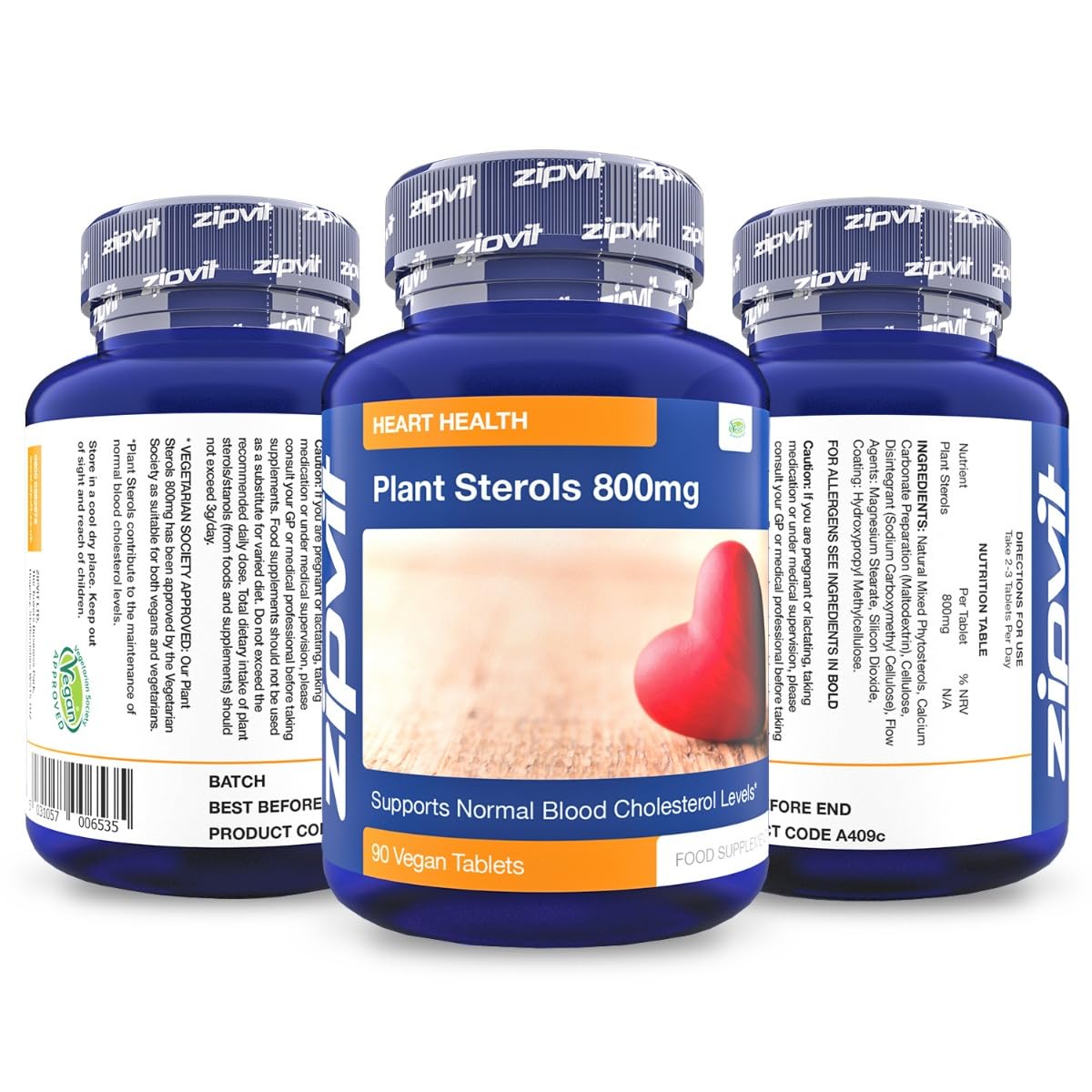 Plant Sterols High Strength 800mg, 90 Vegan Tablets, Supports and Helps Lower ZipvitBuy Supplements Australia