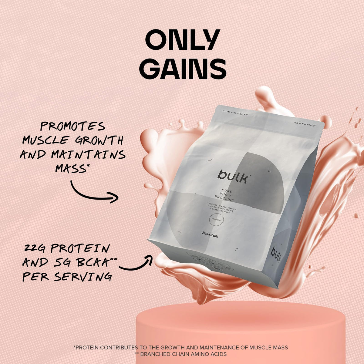 Bulk Pure Whey Protein Powder Shake, Raspberry, 500 g, Packaging May Vary BulkBuy Supplements Australia