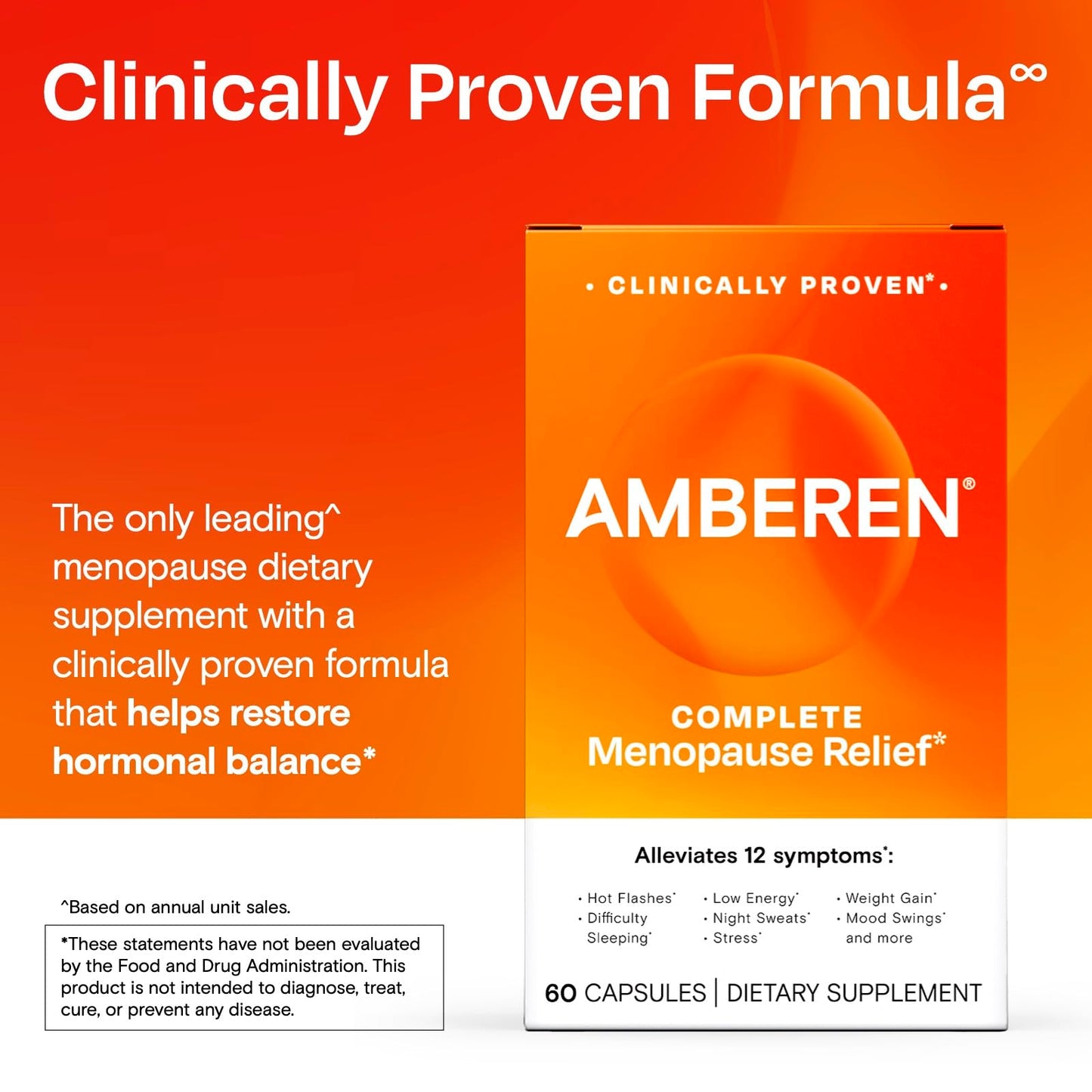 Amberen Menopause Supplement for Women, 60 Capsules, Clinically Proven, Helps Support Hormone Balance, Helps Relieve 12 Menopause Symptoms: Hot Flashes, Night Sweats, Mood Swings and More AmberenBuy Supplements Australia