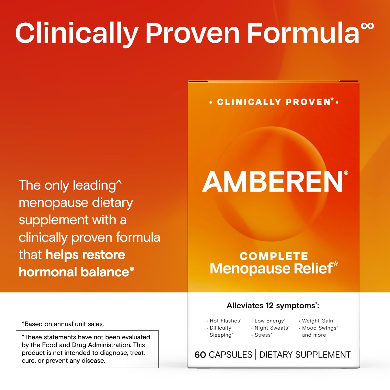 Amberen Menopause Supplement for Women, 60 Capsules, Clinically Proven, Helps Support Hormone Balance, Helps Relieve 12 Menopause Symptoms: Hot Flashes, Night Sweats, Mood Swings and More AmberenBuy Supplements Australia