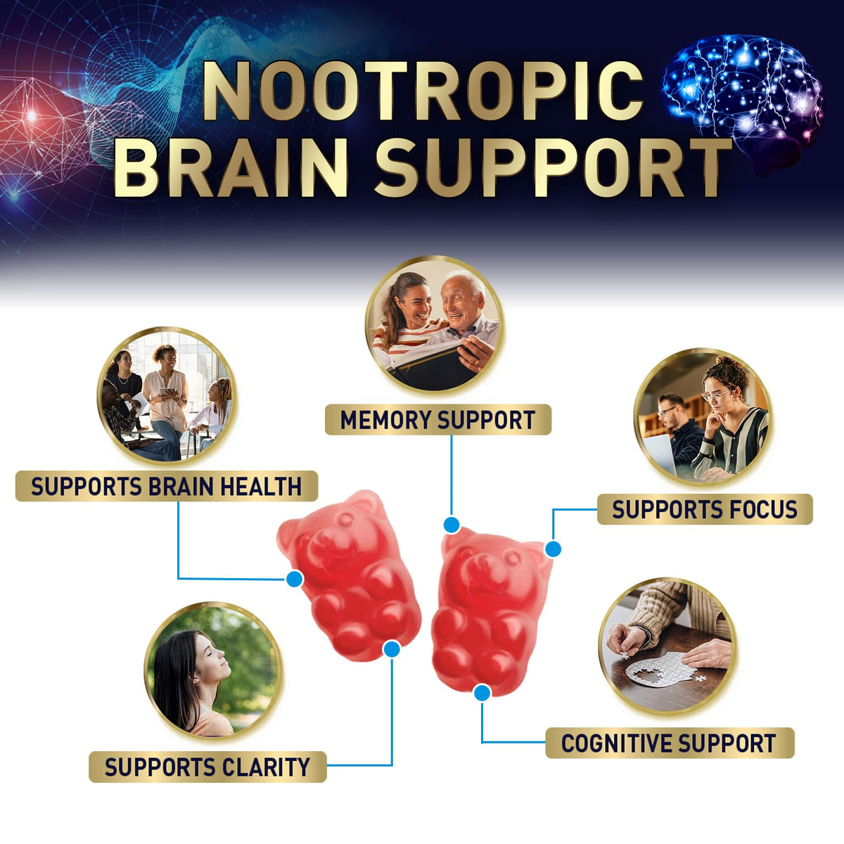 Brain Supplements for Memory and Focus with Phosphatidylserine, Nootropic Memory Supplement Gummy for Brain Health, Concentration, Mental & Cognitive Support, Focus Vitamins with B6 & B12-60 Gummies Nature's NutritionBuy Supplements Australia