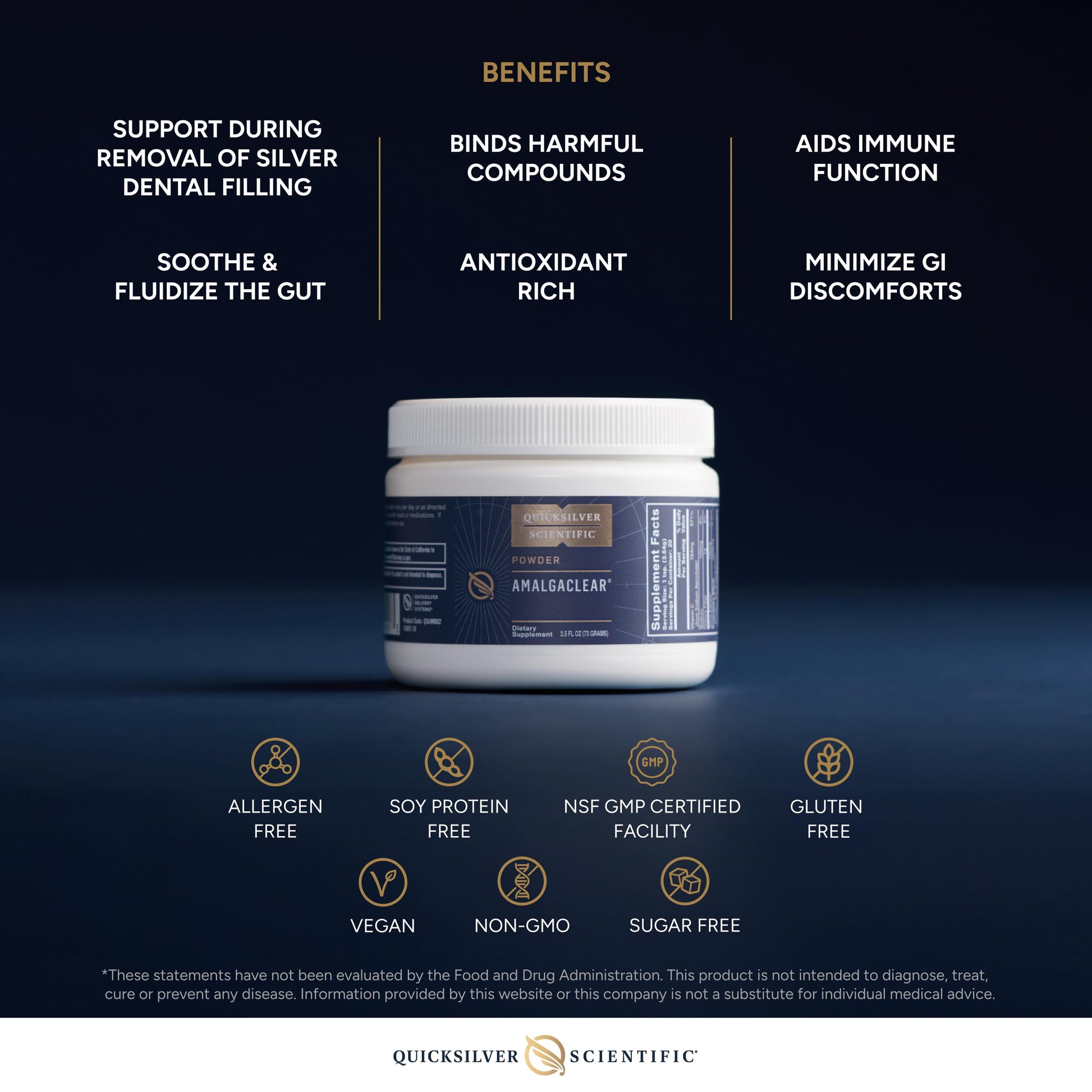 Quicksilver Scientific AmalgaClear - Detox Support with Modified Citrus Pectin & Silica Extract (73g) Quicksilver ScientificBuy Supplements Australia