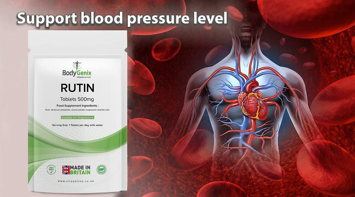 Bodygenix Rutin 500mg Tablets CAPILLARIES, VARICOSE Veins, Hemorrhoids Veg Friendly - UK Made (120) 4 Month Supply BodygenixBuy Supplements Australia