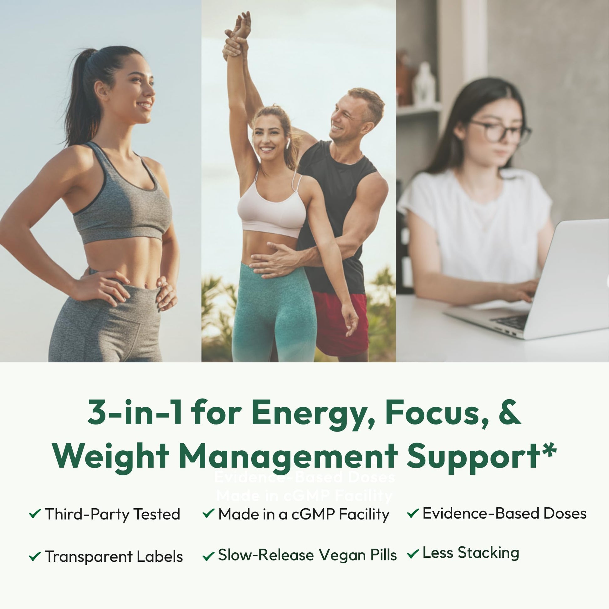 Daily Boost for Women & Men 3-in-1 Metabolism, Focus & Steady Energy Support | 7-Keto DHEA, Green Tea Caffeine, CoQ10 & Ginseng | 90 Capsules Mida Health buy supplements Au