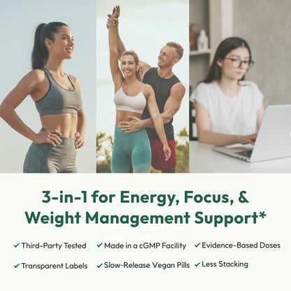 Daily Boost for Women & Men 3-in-1 Metabolism, Focus & Steady Energy Support | 7-Keto DHEA, Green Tea Caffeine, CoQ10 & Ginseng | 90 Capsules Mida Health buy supplements Au