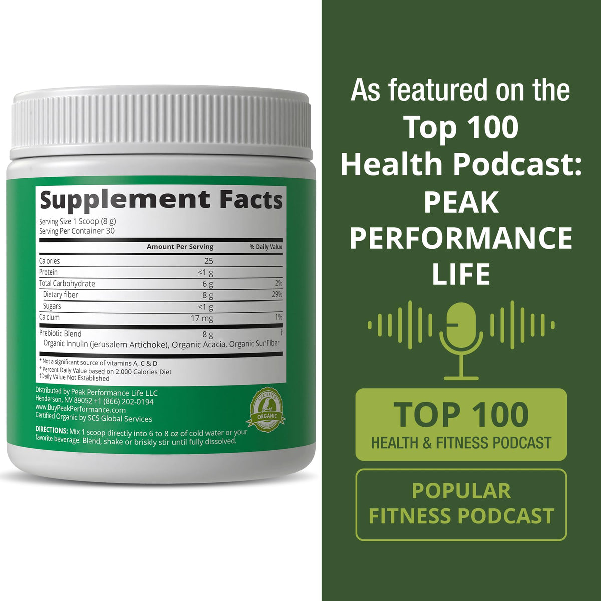 USDA Organic Prebiotic Fiber 3-in-1 Vegan Powder for Gut Health. Raw Whole Food Plant Based Prebiotics Digestive Supplement with Organic Inulin (Jerusalem Artichoke), Acacia Fibers, SunFiber Peak PerformanceBuy Supplements Australia