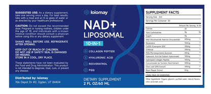Liposomal NAD Liquid Supplement - 1500mg NAD+ Drops for Women & Men with Resveratrol & Nicotinamide Riboside, PQQ, Collagen & Turmeric for Anti-Aging & Longevity, Cellular Energy Health, 2 Fl Oz loiomayBuy Supplements Australia