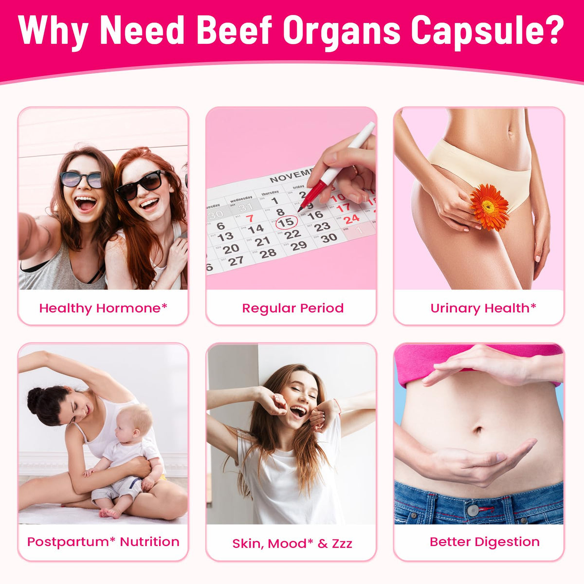 12-In-1 Beef Organ Supplement for Women - Beef Liver, Uterus, Kidney, Heart, Pancreas, 5 Vitamins & 2 Herbs, Hormone Balance, Menstruation, Energy, Immune - 100% Grass Fed, Pasture Raise - 120 Caps NassiouyBuy Supplements Australia