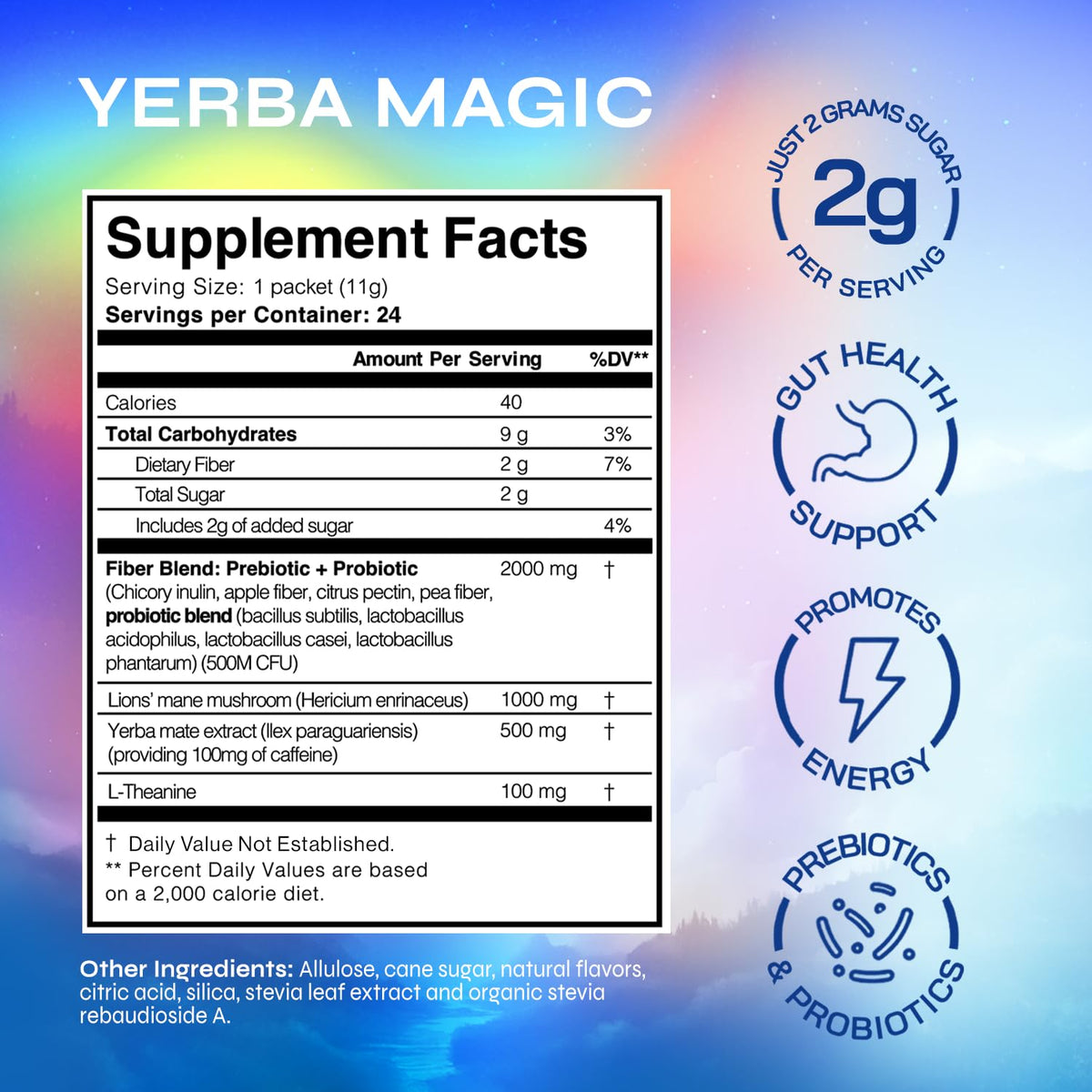 Yerba Magic Instant Yerba Mate Powder Packets – Clean Energy & Focus Drink Mix for Gut Health – Nootropic Blend with Lion’s Mane, L-Theanine, Prebiotics & Probiotics – Low Sugar Natural Caffeine – Variety Pack, 24 Sticks BrainistaBuy Supplements Australia