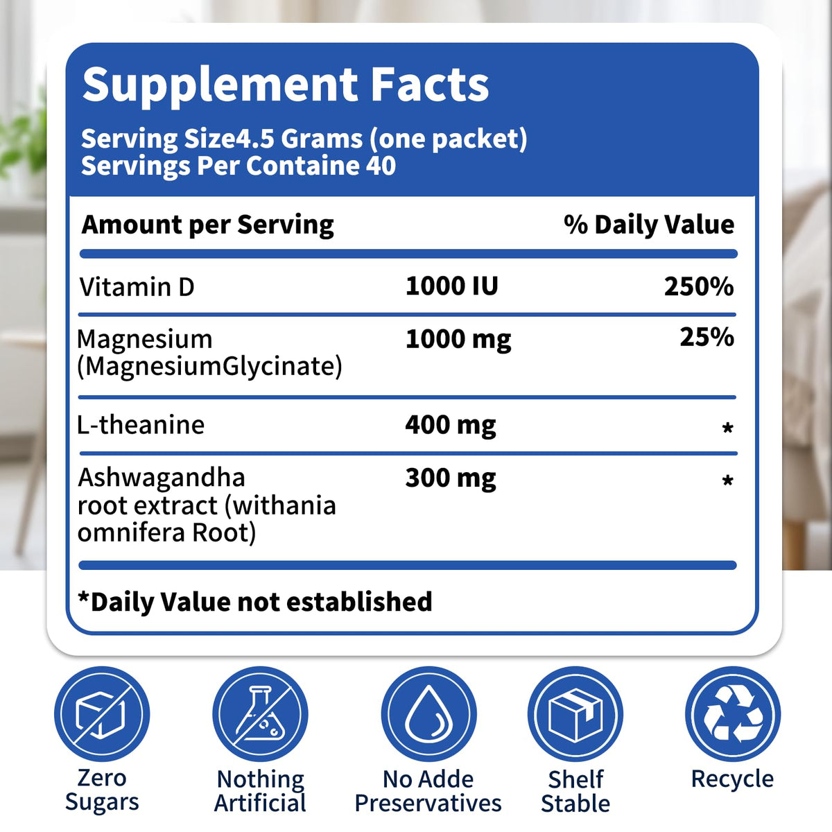 40 Count Super Cortisol Calm Drink with Magnesium Glycinate, Ashwagandha, L-Theanine & Vitamin D3 |Magnesium glycinate Powder for Relaxation, Focus & Sleep Support | Raspberry Lemonade | No Sugar OLELONBuy Supplements Australia