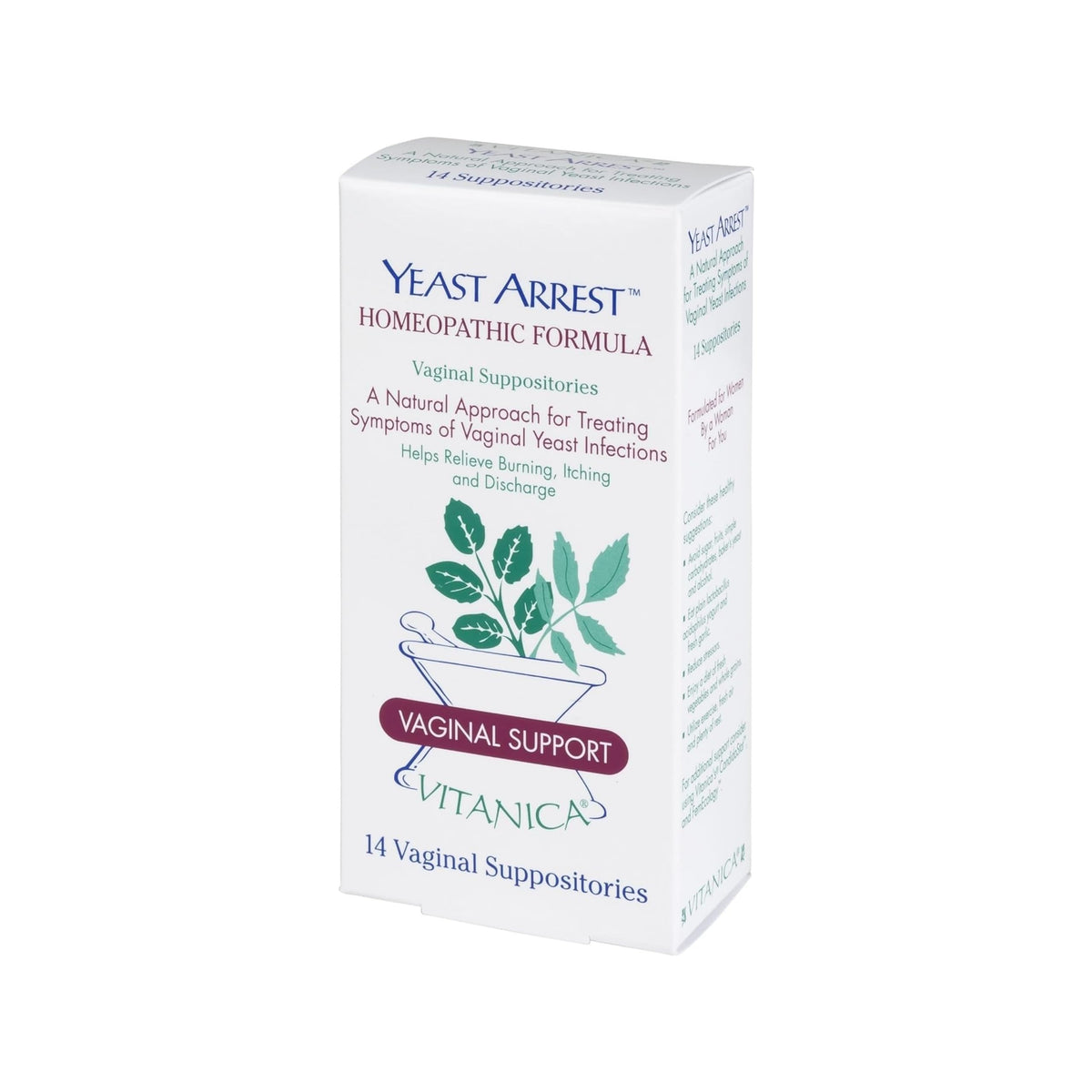 Vitanica Yeast Arrest, Homeopathic Vaginal Suppositories, for Yeast Infection Symptoms, Relieves Burning, Itching & Discharge, with Boric Acid, Tea Tree Oil & Probiotics, Vegan (Pro Logo, 14ct) VitanicaBuy Supplements Australia