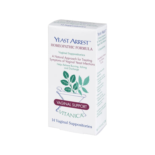 Vitanica Yeast Arrest, Homeopathic Vaginal Suppositories, for Yeast Infection Symptoms, Relieves Burning, Itching & Discharge, with Boric Acid, Tea Tree Oil & Probiotics, Vegan (Pro Logo, 14ct) VitanicaBuy Supplements Australia
