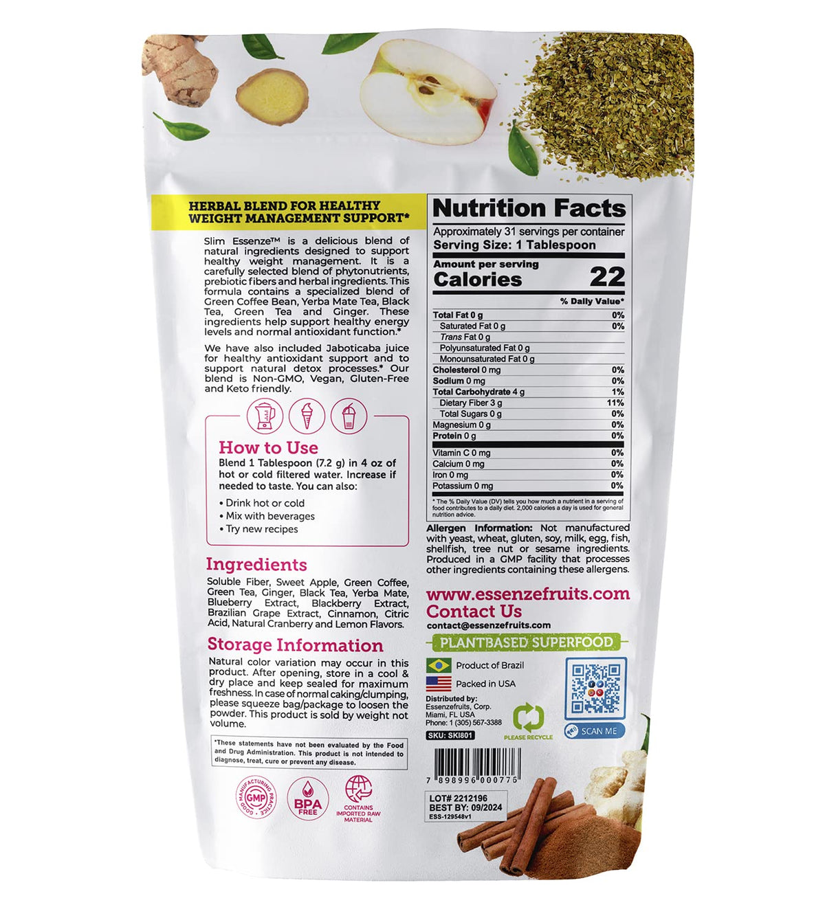 Slim Essenze Instant Berry Tea, Herb & Berry Mix Detox Tea Powder - Drink Hot or Cold EssenzefruitsBuy Supplements Australia