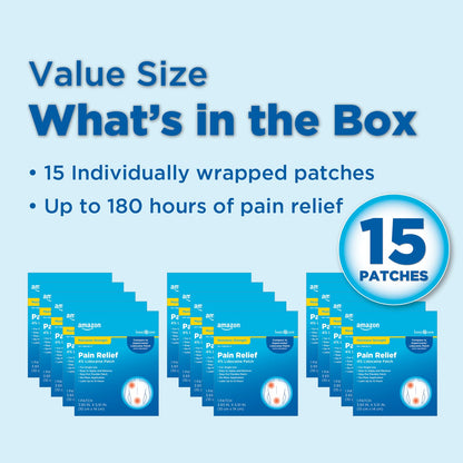 Amazon Basic Care Maximum Strength OTC Pain Relief , 4% Lidocaine Patch, 3.9” x 5.5”, 15-Count Box (Previously HealthWise) Amazon Basic Care buy supplements Au