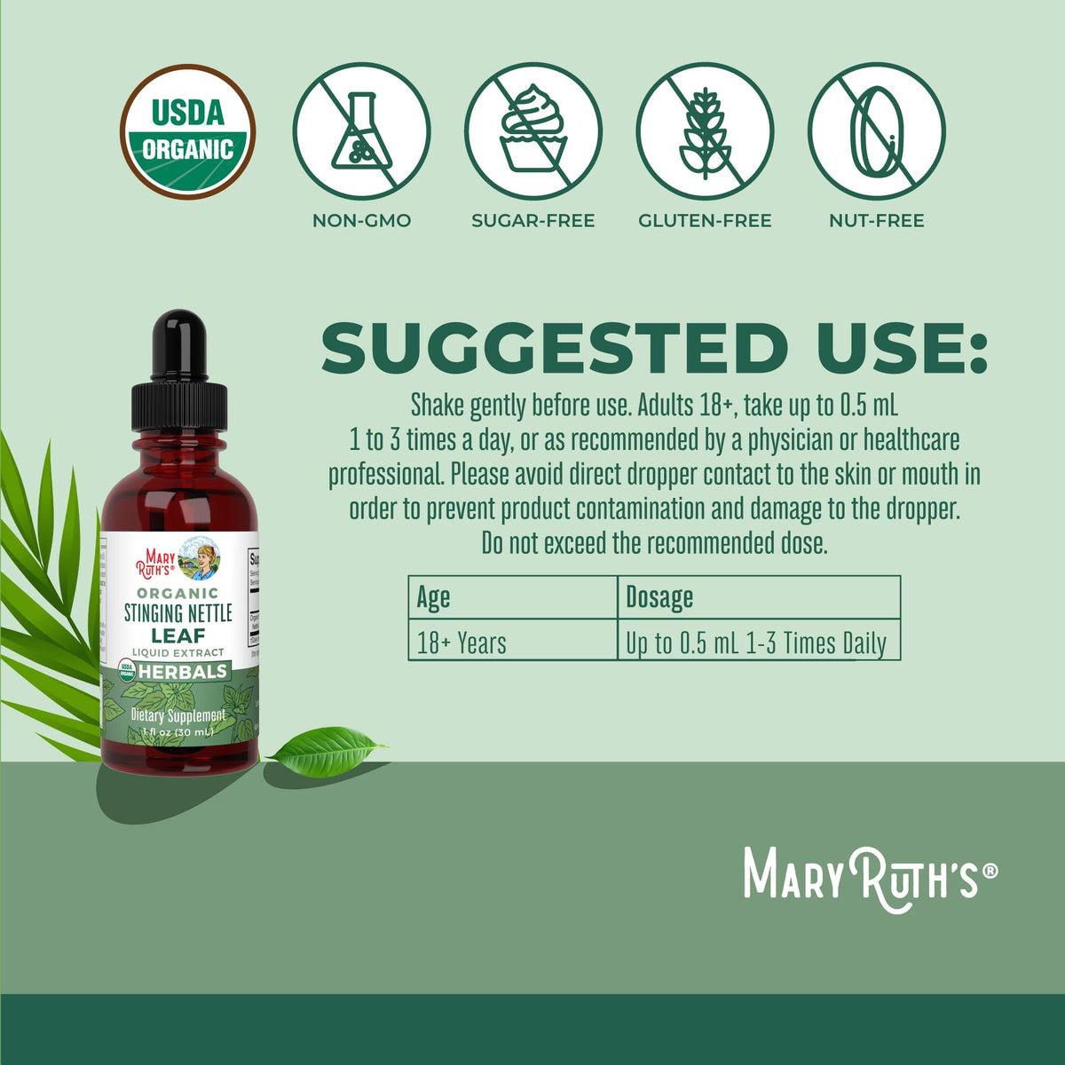 MaryRuth Organics Stinging Nettle Leaf Extract | Detox Supplement Herbal Drops | USDA Organic | Vegan | Non-GMO | Gluten Free | 1 Fluid Oz MARYRUTH'SBuy Supplements Australia
