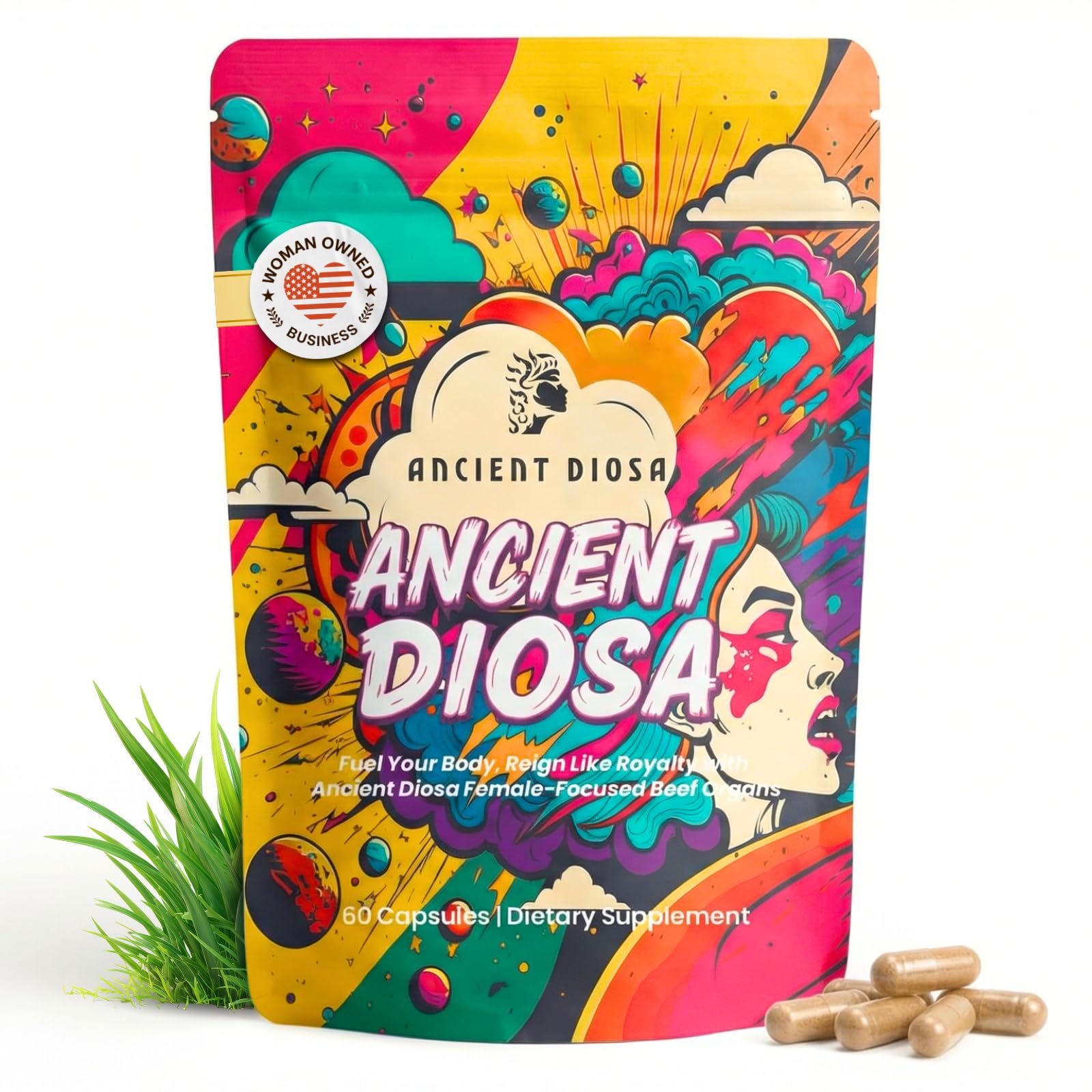 ANCIENT DIOSA Grass Fed Beef Liver Capsules - Female-Focused Organ Supplement with Liver, Heart, Ovary & Uterus - Supports Hormone Balance & Vitality, Whole Body Wellness - 60 Capsules ANCIENT DIOSABuy Supplements Australia