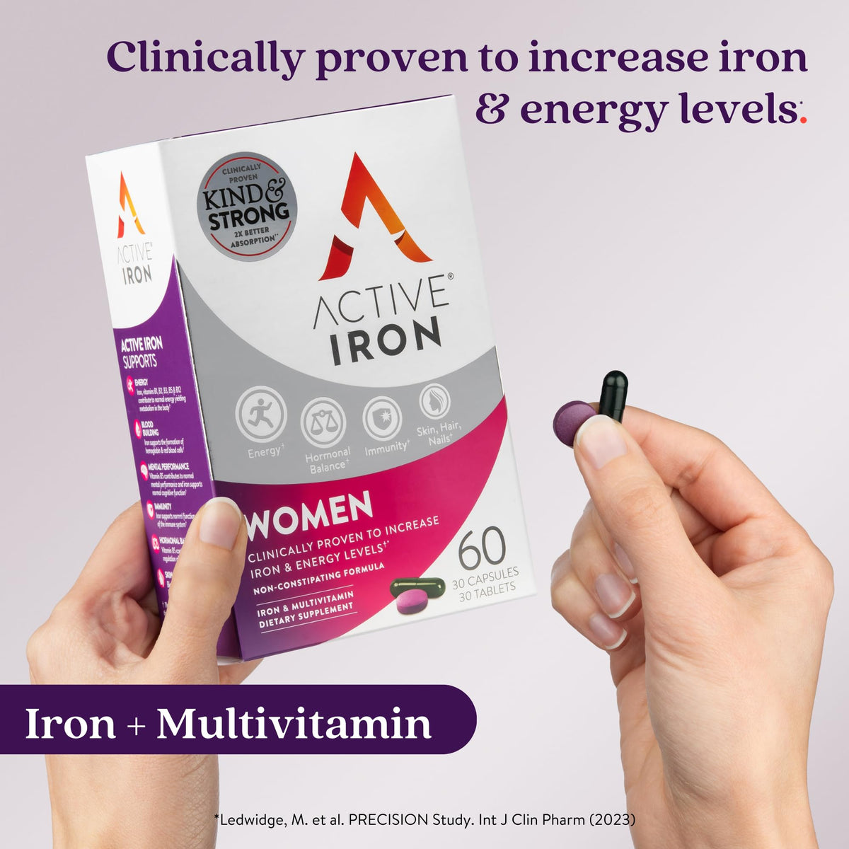 Active Iron Supplement 25mg + Multivitamin for Women – Clinically Proven to Increase Energy & Reduce Tiredness – Gentle ACTIVEIRONBuy Supplements Australia