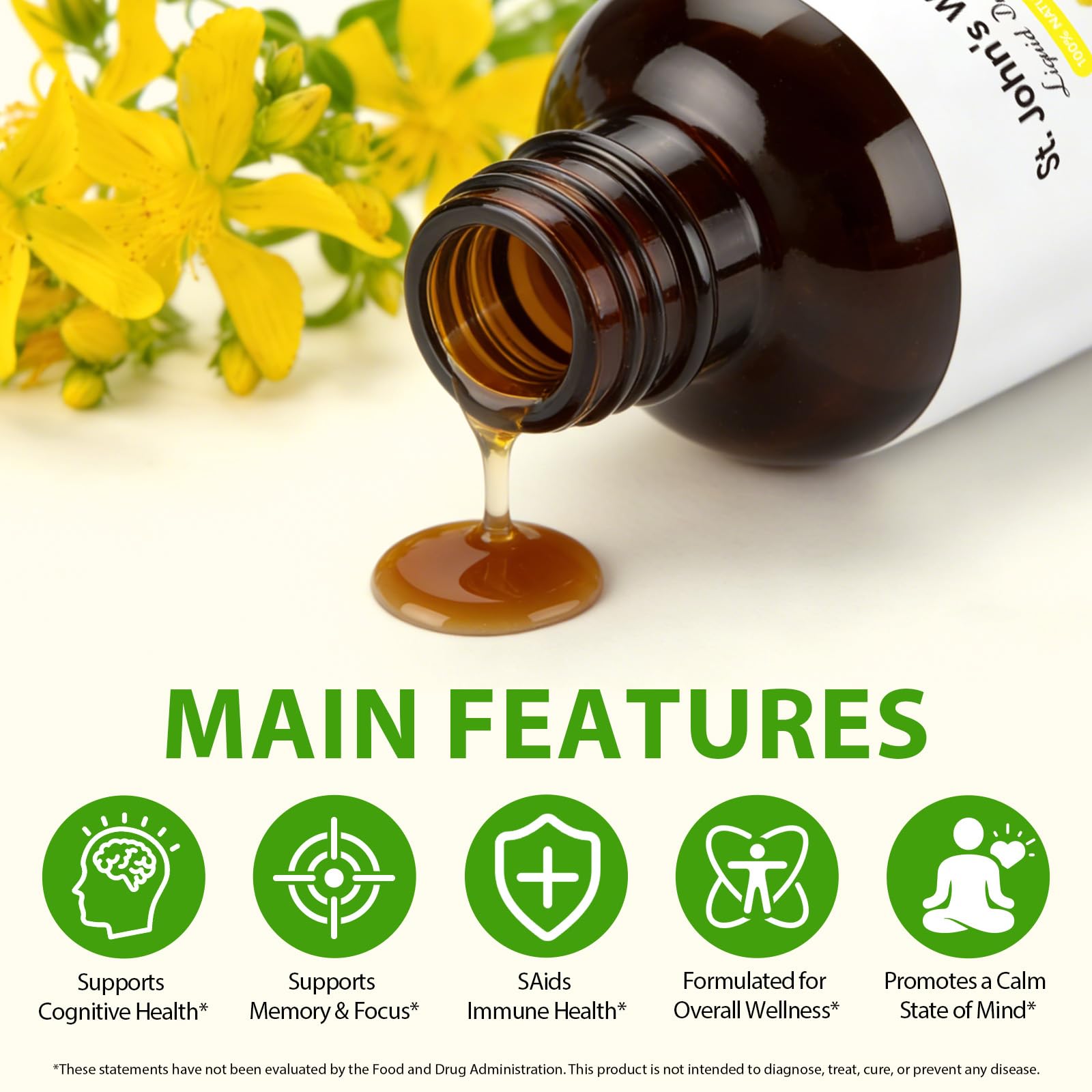 YEMFGQOE St Johns Wort Tincture | Mood Support | Alcohol Free Liquid Extract Drops | Hypericum Perforatum | Vegan, Non-GMO, Gluten Free | 2 fl oz YEMFGQOE buy supplements Au