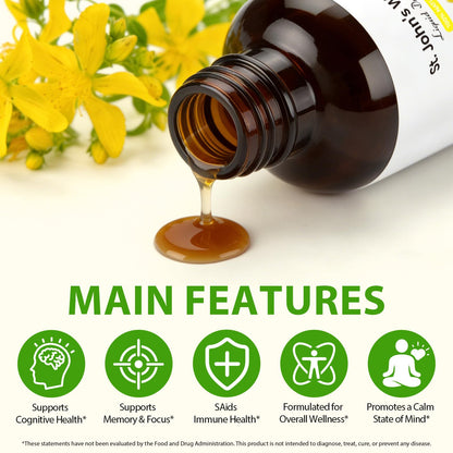 YEMFGQOE St Johns Wort Tincture | Mood Support | Alcohol Free Liquid Extract Drops | Hypericum Perforatum | Vegan, Non-GMO, Gluten Free | 2 fl oz YEMFGQOE buy supplements Au