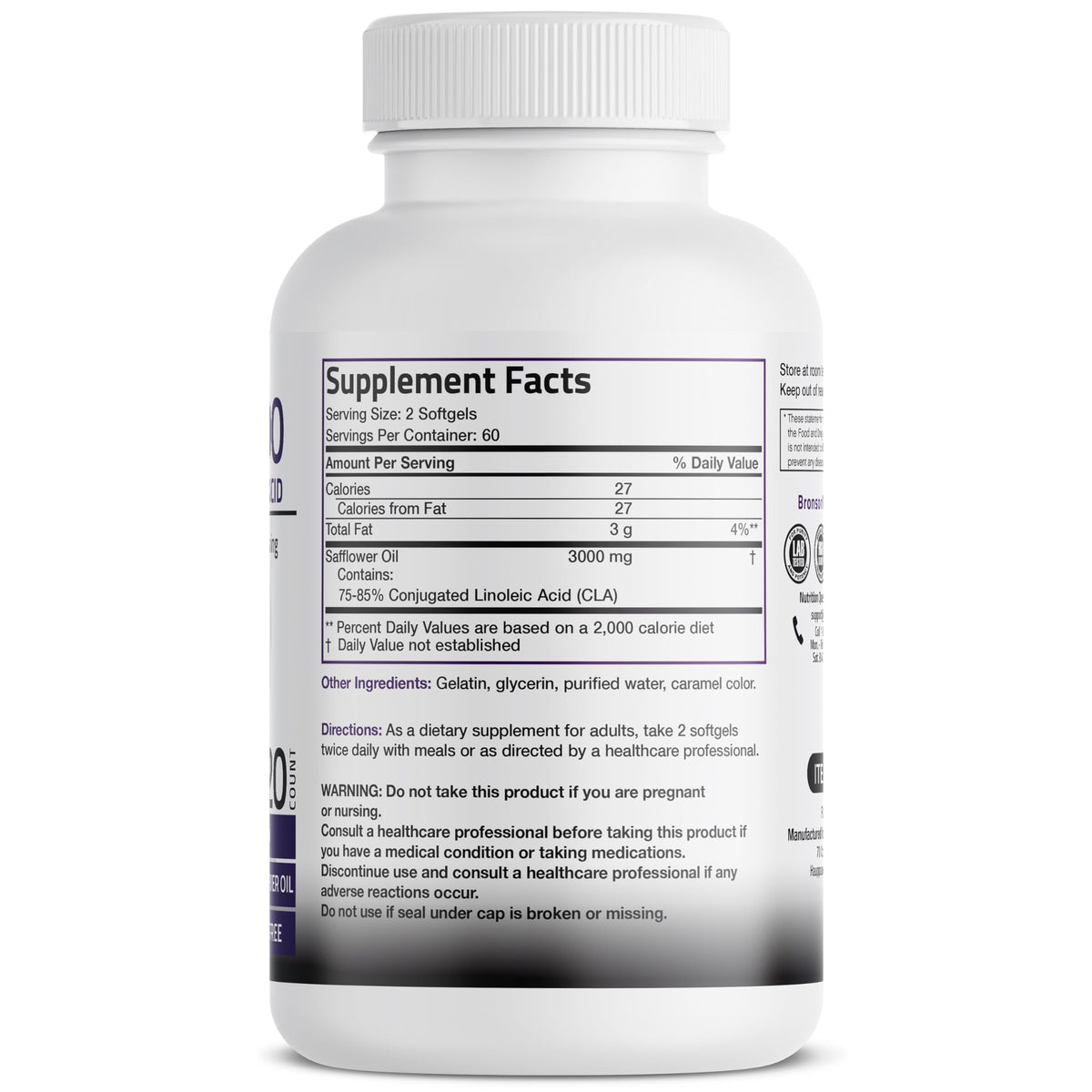 Bronson CLA 3000 Extra High Potency Supports Healthy Weight Management Lean Muscle Mass Non-Stimulating