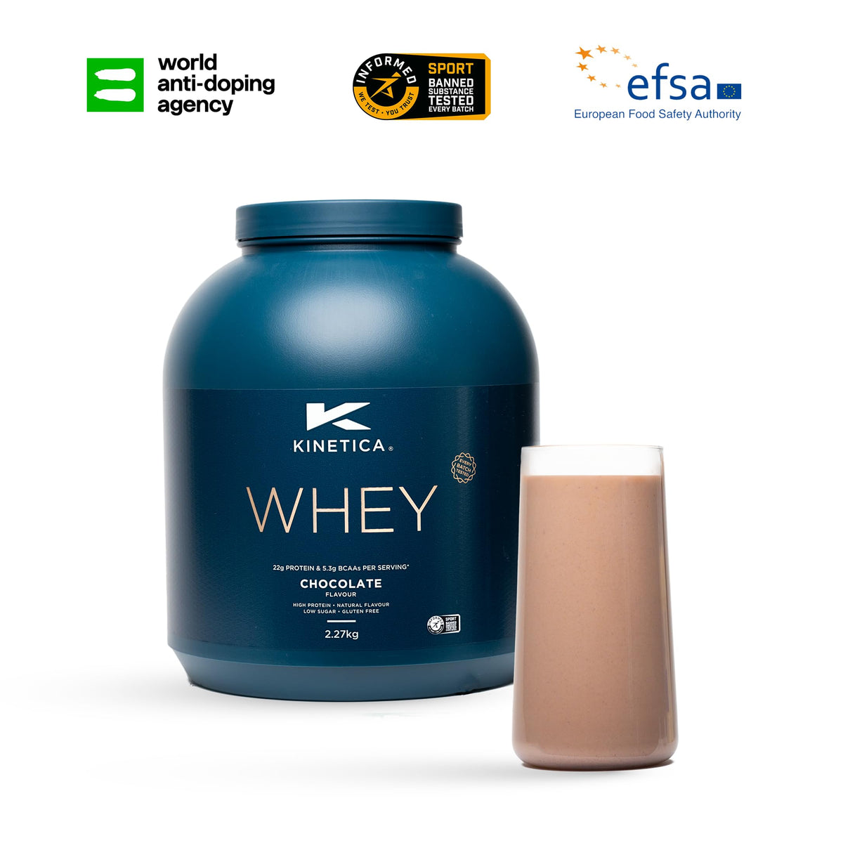 Kinetica Chocolate Whey Protein Powder | 2.27kg | 22g Protein per Serving | 76 Servings KineticaBuy Supplements Australia