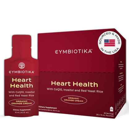 CYMBIOTIKA Heart Health Supplement with CoQ10, Red Yeast Rice & Inositol, Gluten Free Supplements to Support Circulation & Aging, Organic Orange Cream Flavor, 30 Pack CYMBIOTIKABuy Supplements Australia