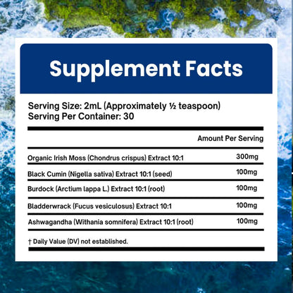 Velestoff Irish Seamoss Thyroid Hormone Regulator, Velestoff Thyroid Support Drops | Sea Moss, Black Seed Oil, Ashwagandha, Burdock Root, Bladderwrack, Hormone Balance & Support - 2 FL.OZ (1 Pcs) Velestoff buy supplements Au