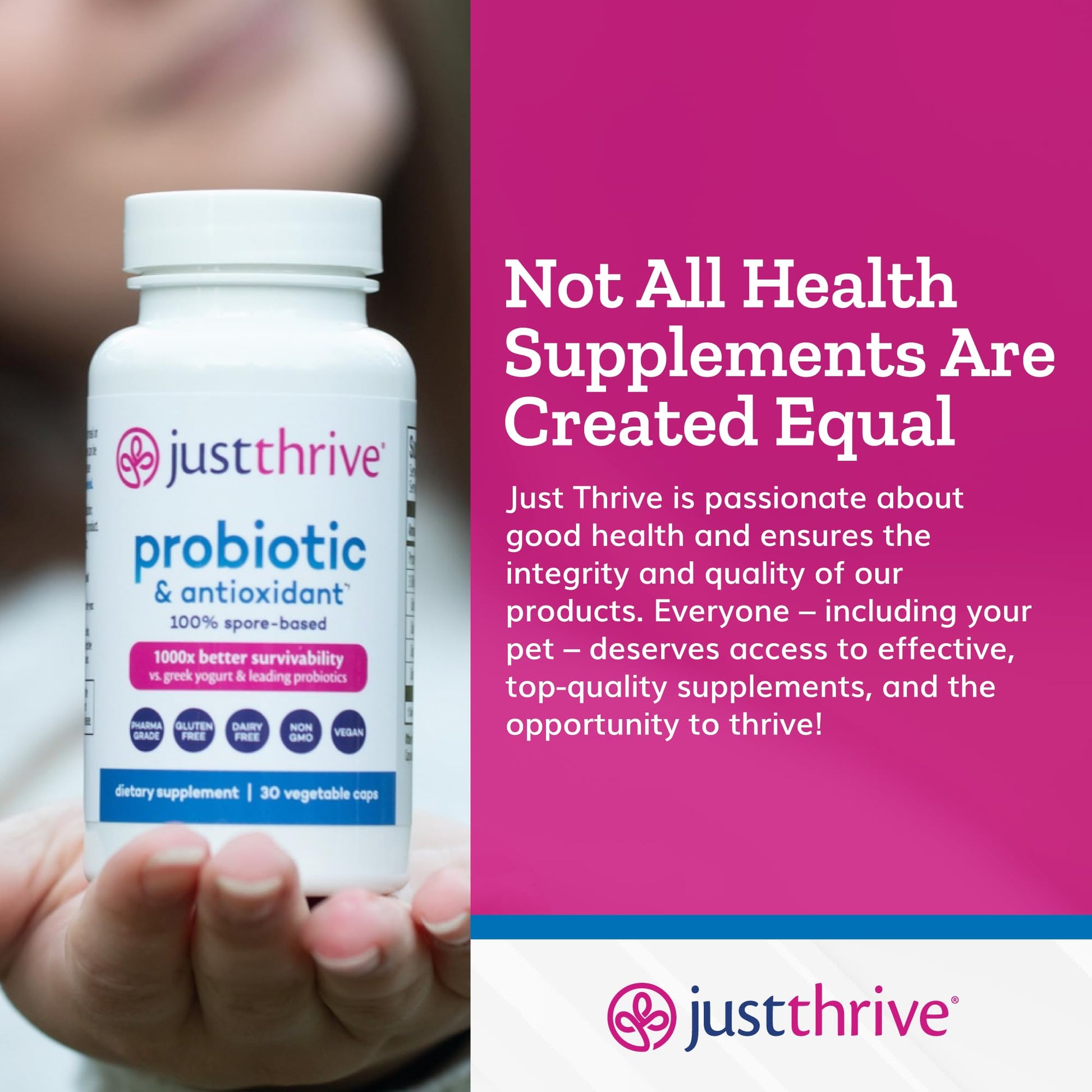 Just Thrive Probiotic & Antioxidant Supplement - 100% Spore-Based Digestive and Immune Support - Gluten Free, 30 Caps Just Thrive canada supplements