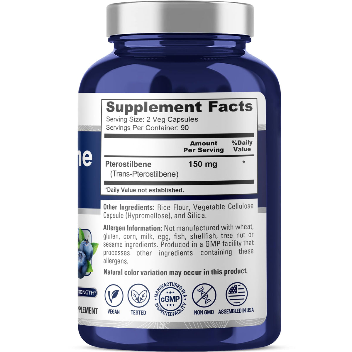 NusaPure Pterostilbene 150mg 180 Veggie Caps (Non-GMO, Vegan) NusaPureBuy Supplements Australia