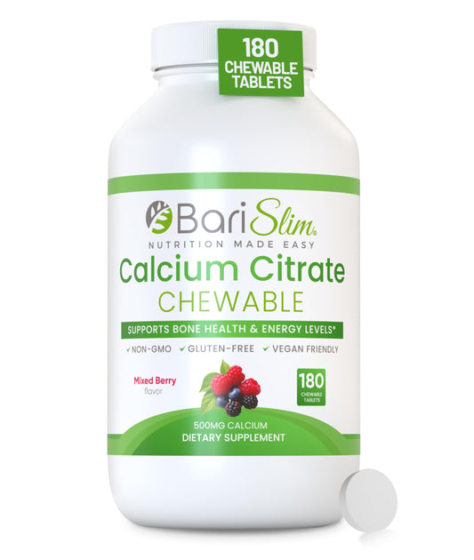 BariSlim Bariatric Calcium Citrate with Magnesium & Vitamin D Tabs - 500mg Calcium Citrate - Formulated for Post Weight Loss Surgery - Supports Bone Health | Mixed Berry | 180 Tablets BariSlim buy supplements Au