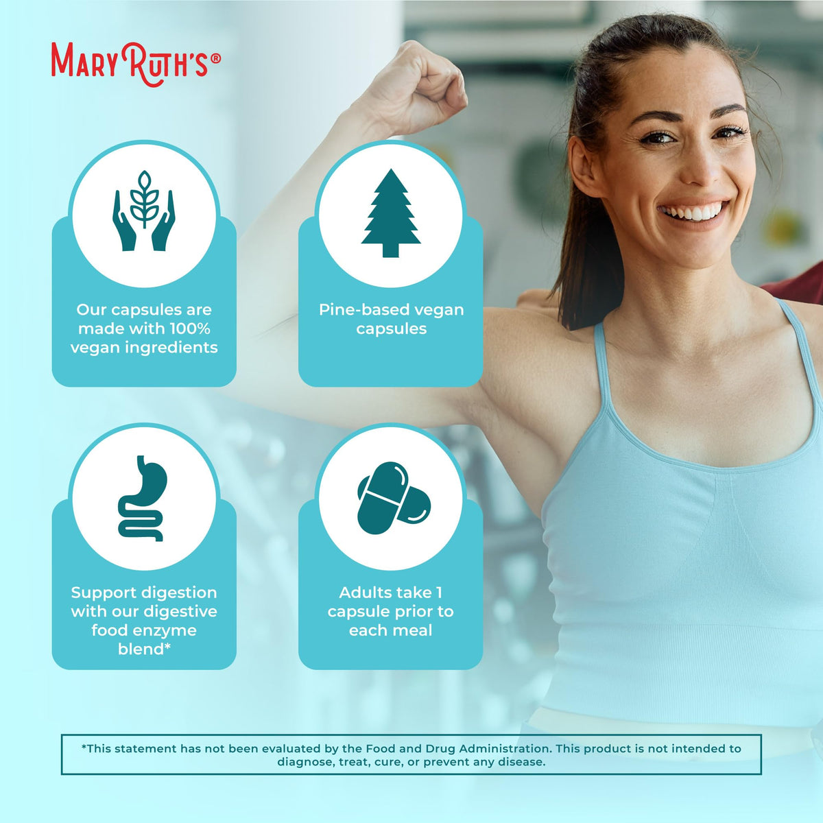 MaryRuth Organics Digestive Enzymes | Up to 2 Month Supply | Vegan Digestive Health Aid and Gut Health Enzyme Complex | Over 12 Enzymes | Vitamins B6 & B12 MARYRUTH'SBuy Supplements Australia