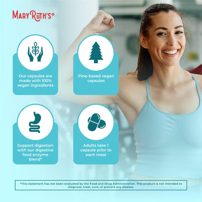 MaryRuth Organics Digestive Enzymes | Up to 2 Month Supply | Vegan Digestive Health Aid and Gut Health Enzyme Complex | Over 12 Enzymes | Vitamins B6 & B12 MARYRUTH'SBuy Supplements Australia