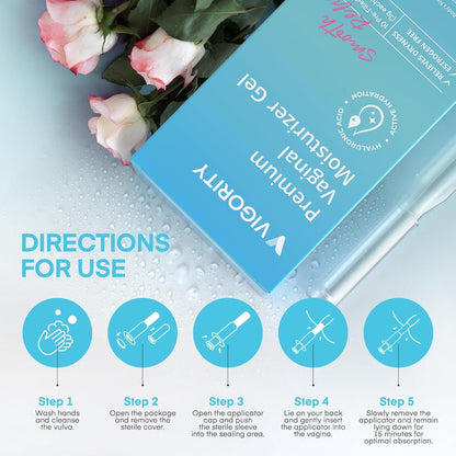Vigority Vaginal Moisturizer Gel: Long Lasting Relief for Vaginal Dryness, Irritation & Intimate Discomfort with Hyaluronic Acid & Vitamin E – Hormone-Free Feminine Care – 10 Pre-Filled Applicators VigorityBuy Supplements Australia