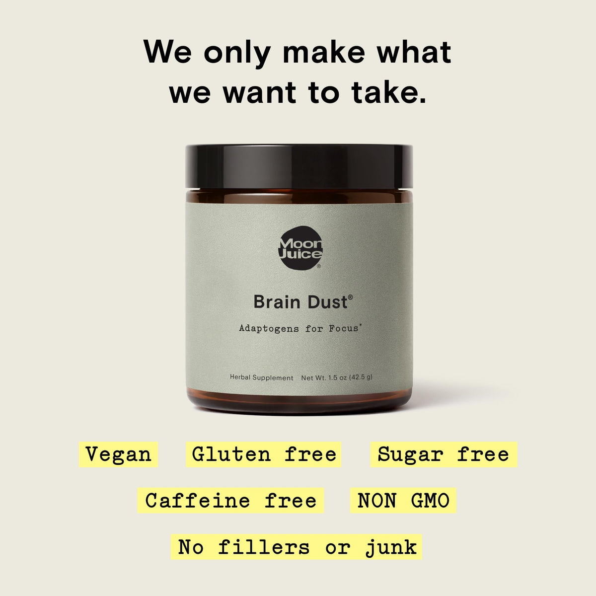 Moon Juice Brain Dust - Adaptogenic Mushroom Supplement for Memory & Focus - Lion’s Mane, Ginkgo Biloba & Ashwagandha - Caffeine-Free, Vegan Brain Supplement - 1.5 oz Moon JuiceBuy Supplements Australia