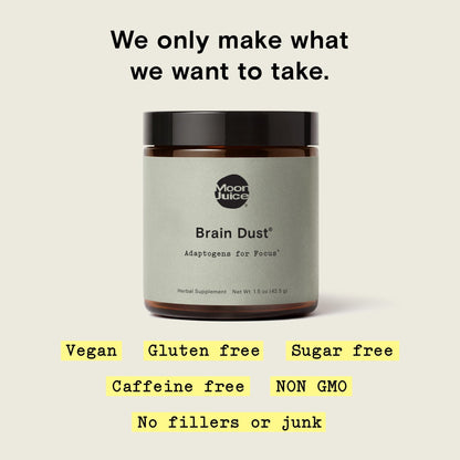 Moon Juice Brain Dust - Adaptogenic Mushroom Supplement for Memory & Focus - Lion’s Mane, Ginkgo Biloba & Ashwagandha - Caffeine-Free, Vegan Brain Supplement - 1.5 oz Moon JuiceBuy Supplements Australia