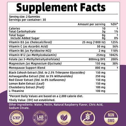 Menopause Supplements for Women with Black Cohosh, Menopause Relief Sugar Free Gummies for Hot Flashes, Natural Female Hormone Balance & Ashwagandha, Magnesium for Night Sweats, Mood Swings, 60 Count XIHOLIYBuy Supplements Australia