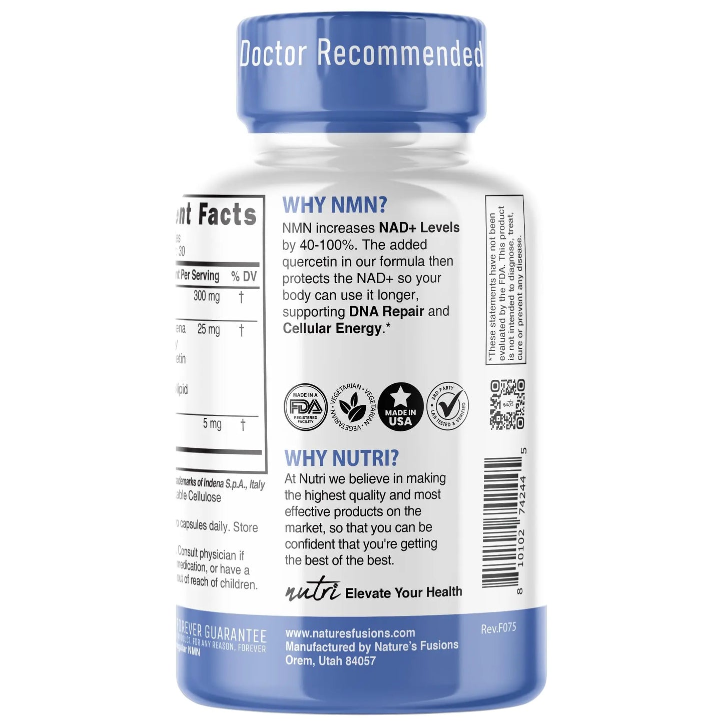 NMN Supplement 300mg NAD Supplement - (2 Pack) Nutri Ultra High Absorption Stabilized NMN Nicotinamide Mononucleotide, 40% More NAD+ w/ Quercetin Phytosome & Black Pepper - mnm supplement 120 Capsules Nature's FusionsBuy Supplements Australia